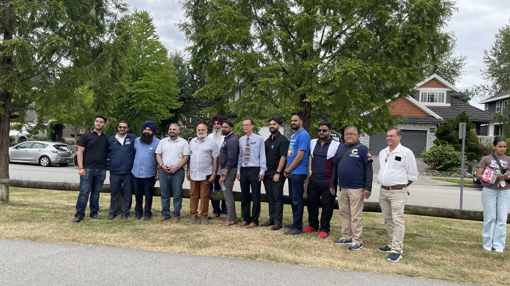 Surrey residents and campaign volunteers gathering at a community event